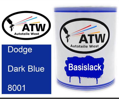 Dodge, Dark Blue, 8001: 1L Lackdose, von ATW Autoteile West.